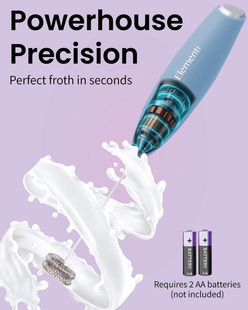 Elementi Frother Wand - Easy to Use Milk Frother & Handheld Electric Stirrer for Powder Drinks, Durable and Powerful Coffee & Protein Powder Mixer Wand (Pastel Blue) - Image 3